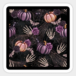 Gothic Halloween skeleton hands and spiders webs pattern Sticker